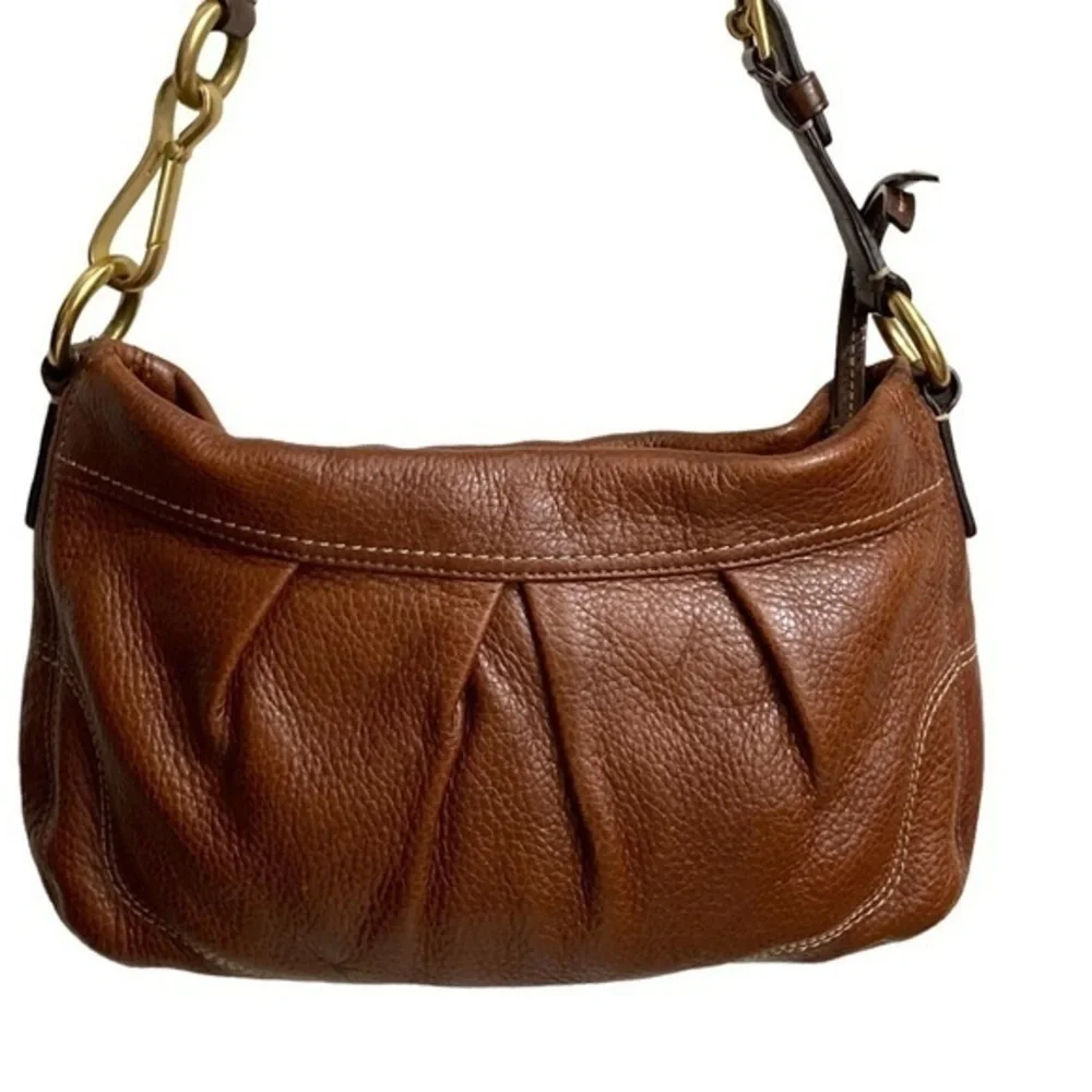 Coach brown pebbled leather pleated bag